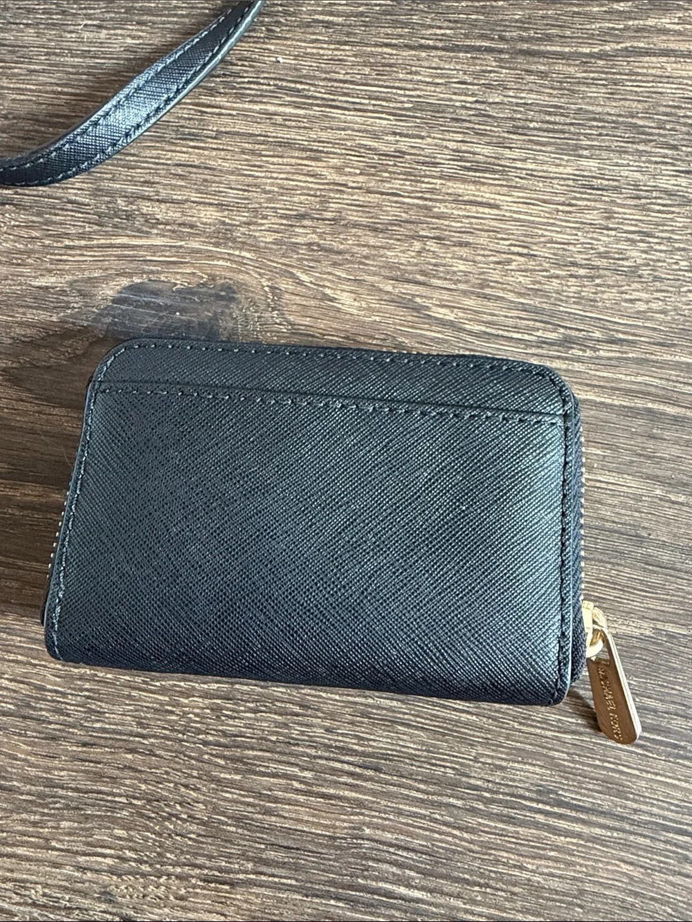 Michael Kors Black Saffiano Crossbody with Gold Hardware and Matching Wallet